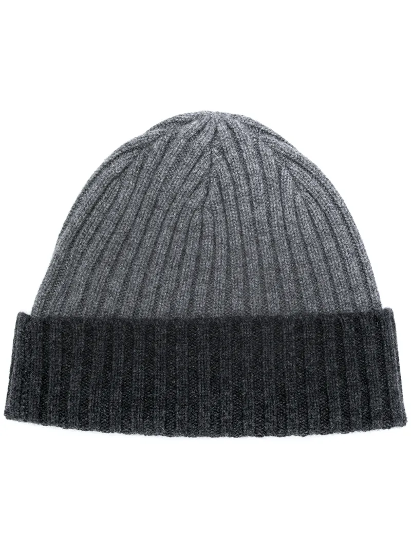 N.Peal ribbed contrast beanie hat